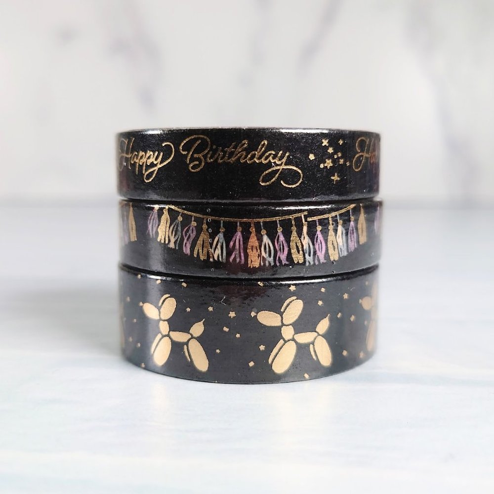 simply gilded Black Birthday Washi Tape Set